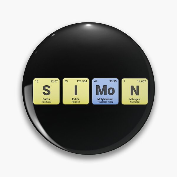 Artikelvorschau, Simon, individueller Name aus Elementen des Periodensystems, personalisiertes Chemie-Design, wissenschaftliches Geschenk für Nerds und Studenten entworfen und verkauft von chipmuckdesignn.