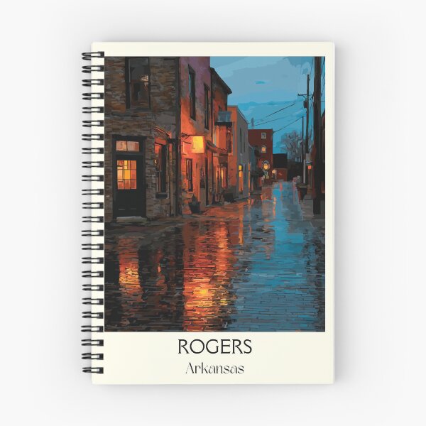 Item preview, Rogers Arkansas Rainy Street Art Print designed and sold by TuncGK.