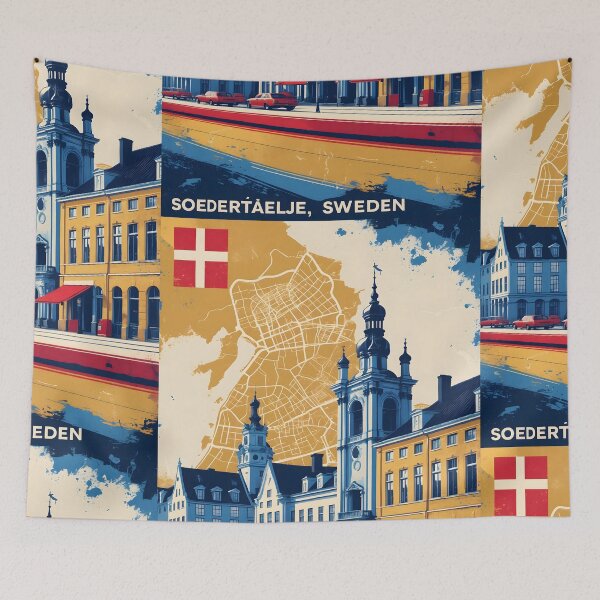Item preview, Soedertaelje Sweden 1950s Vintage Travel Tourism designed and sold by TravelersGems.