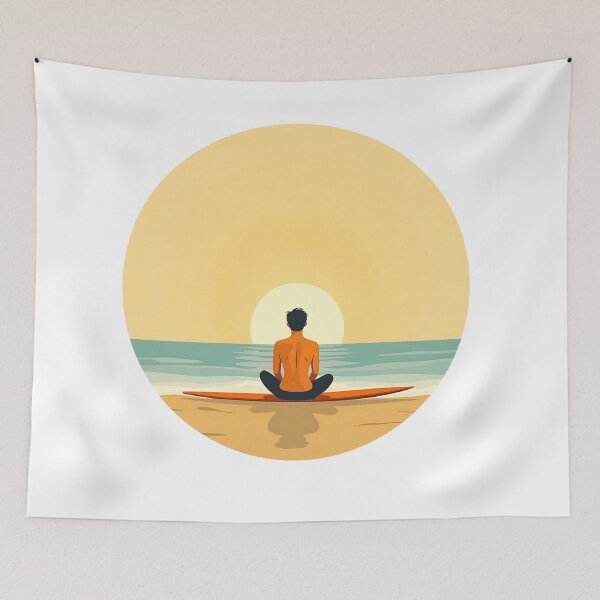 Item preview, Post-Surf Zen Meditation - Minimalist Ocean with Surf Board  designed and sold by sharifex.