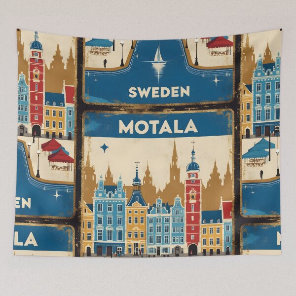 Item preview, Motala Sweden 1950s Vintage Travel Tourism designed and sold by TravelersGems.