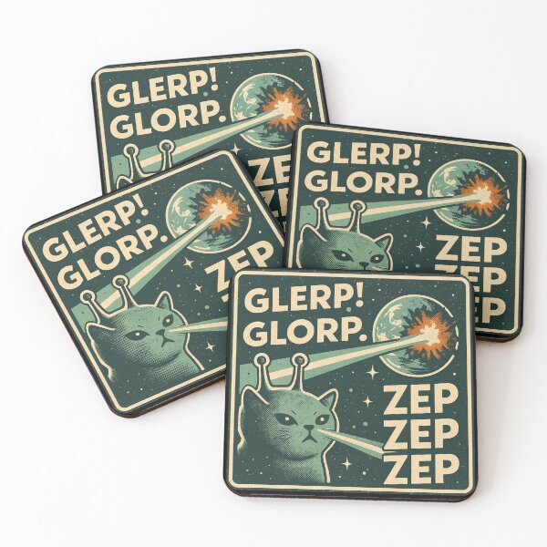 Item preview, Alien Cat Meme Glerp Glorp Laser Eyes – Cosmic Retro Vintage Aesthetic designed and sold by Bongocomic.