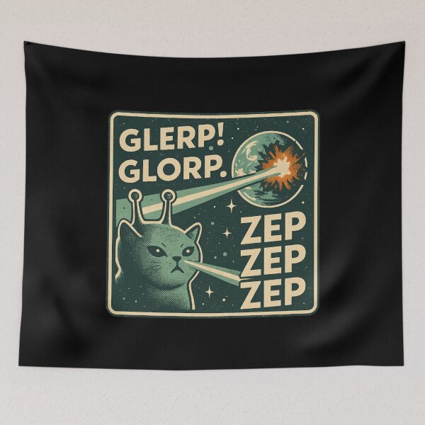 Item preview, Alien Cat Meme Glerp Glorp Laser Eyes – Cosmic Retro Vintage Aesthetic designed and sold by Bongocomic.