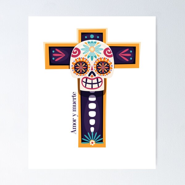 Item preview, AMOR Y MUERTE - Sacred Cross Calavera Art designed and sold by ELIACREATIONS.
