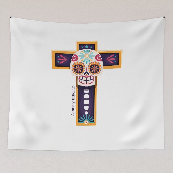 Item preview, AMOR Y MUERTE - Sacred Cross Calavera Art designed and sold by ELIACREATIONS.