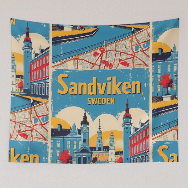 Item preview, Sandviken Sweden 1950s Vintage Travel Tourism designed and sold by TravelersGems.
