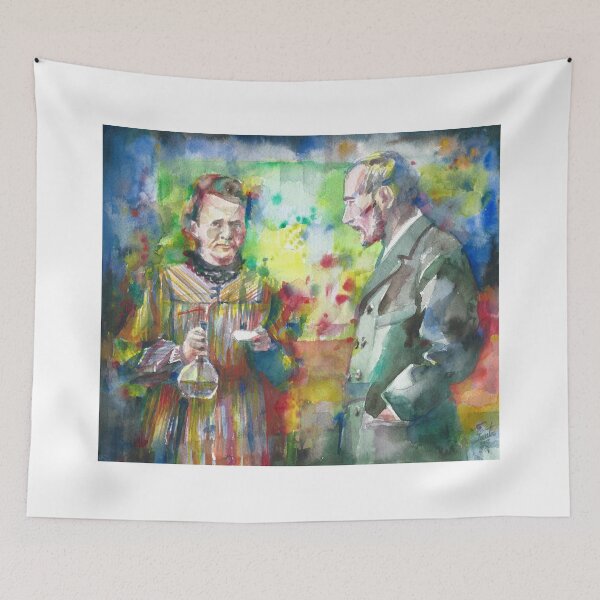 Item preview, MARIE and PIERRE CURIE - watercolor portrait designed and sold by lautir.