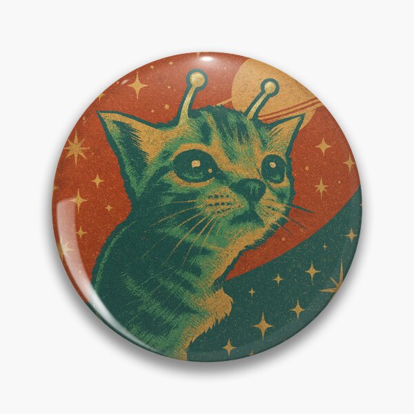 Item preview, Alien Cat with Saturn & UFO Retro Cosmic Vintage Style designed and sold by Bongocomic.