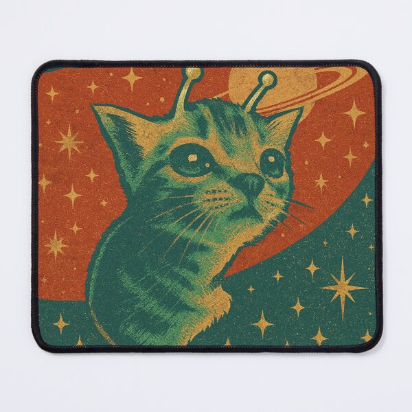 Item preview, Alien Cat with Saturn & UFO Retro Cosmic Vintage Style designed and sold by Bongocomic.