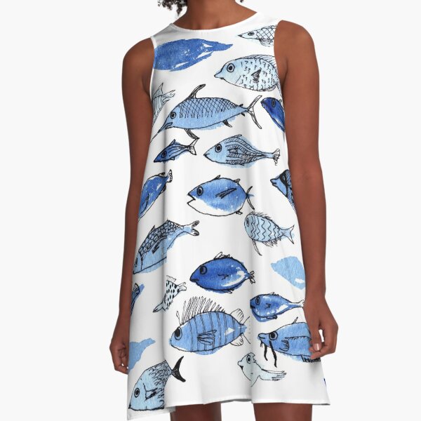 Blue fishes A-Line Dress