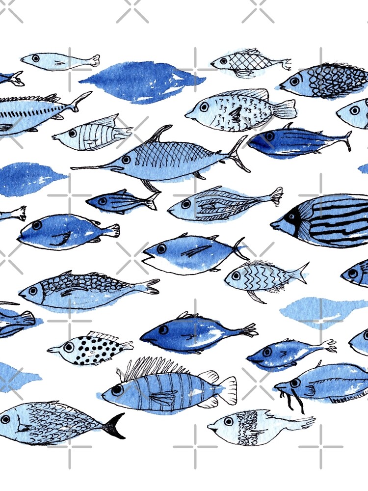 Thumbnail 4 of 4, A-Line Dress, Blue fishes designed and sold by idriera.