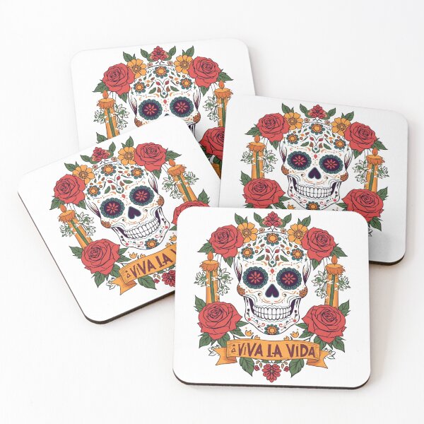 Item preview, Viva La Vida – Día de Los Muertos Skull Design (White Background) designed and sold by NovaRune.