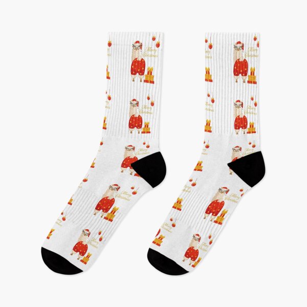 Item preview, Santa Vibes Merry Christmas Funny Cute llama  designed and sold by Art-of-Rory.