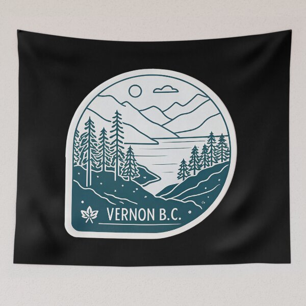 Item preview, Minimalist Vernon B.C. Lake and Mountain Line Art designed and sold by VividOrganica.