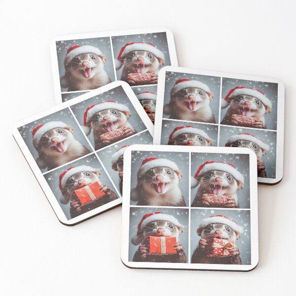 Item preview, Ferret Wearing Santa Hat – Hilarious Christmas Ferret Photobooth designed and sold by RockFireMerch.
