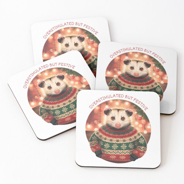 Item preview, Overstimulated But Festive – Funny Opossum Holiday Chaos Design designed and sold by jelonkaa.
