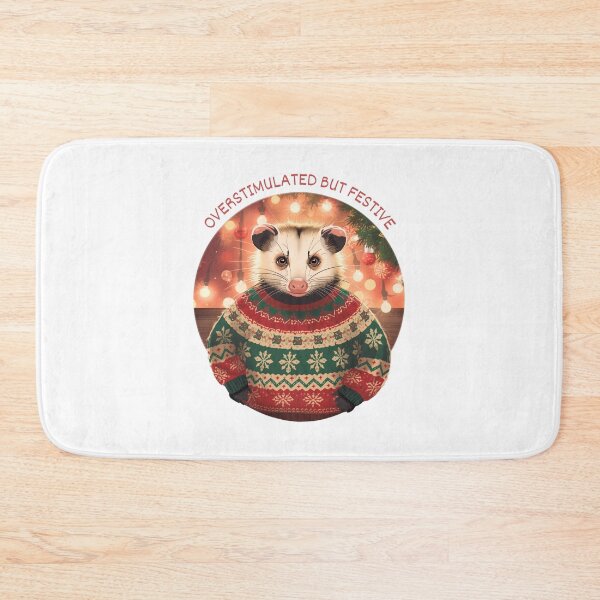 Item preview, Overstimulated But Festive – Funny Opossum Holiday Chaos Design designed and sold by jelonkaa.