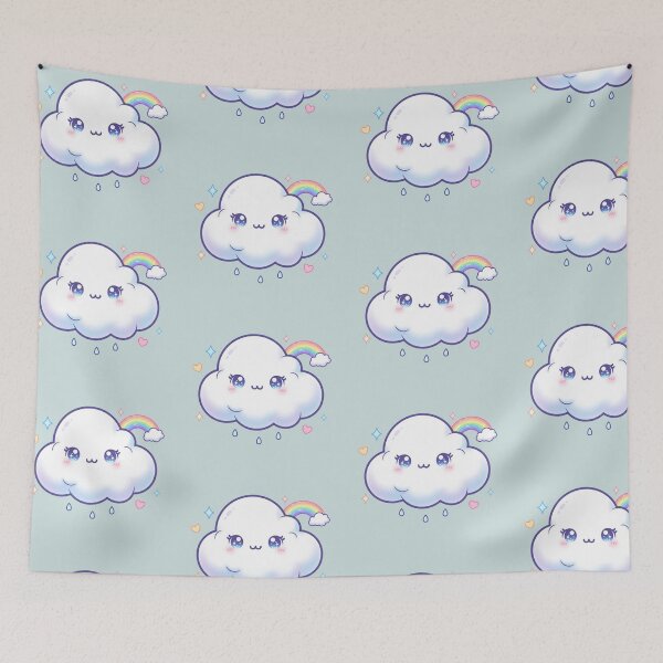 Item preview, Cute Kawaii Cloud with Rainbow | Pastel Aesthetic Weather Art designed and sold by Tidarat-27.