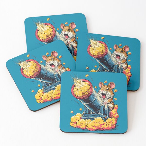 Item preview, Crazy hamster with popcorn cannon – Funny comic illustration designed and sold by Meiersbeste.