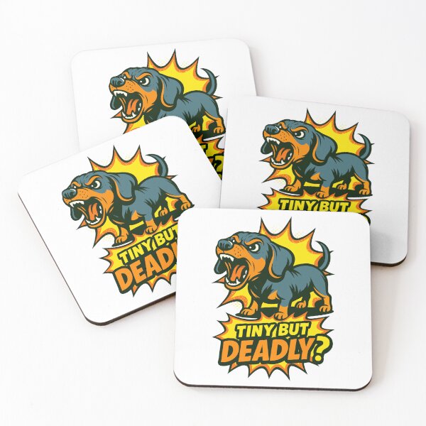 Item preview, Dachshund growling “Tiny But Deadly” in explosive comic frame designed and sold by Tong4130.