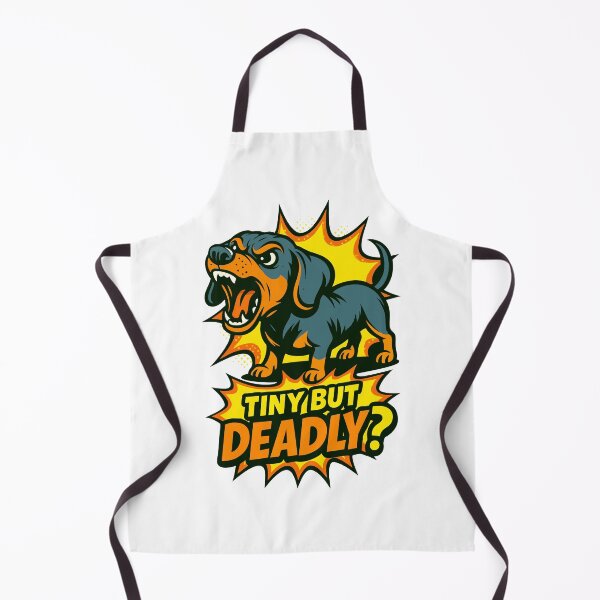 Item preview, Dachshund growling “Tiny But Deadly” in explosive comic frame designed and sold by Tong4130.