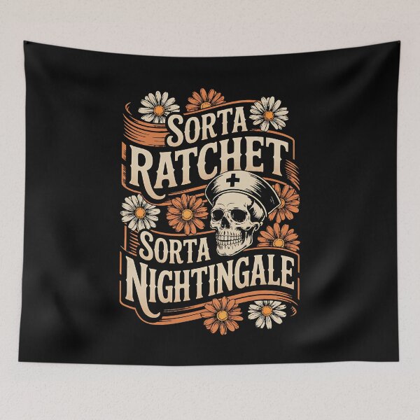 Item preview, Sorta Ratchet Sorta Nightingale Skeleton Nurse Halloween designed and sold by BakeryDozen.