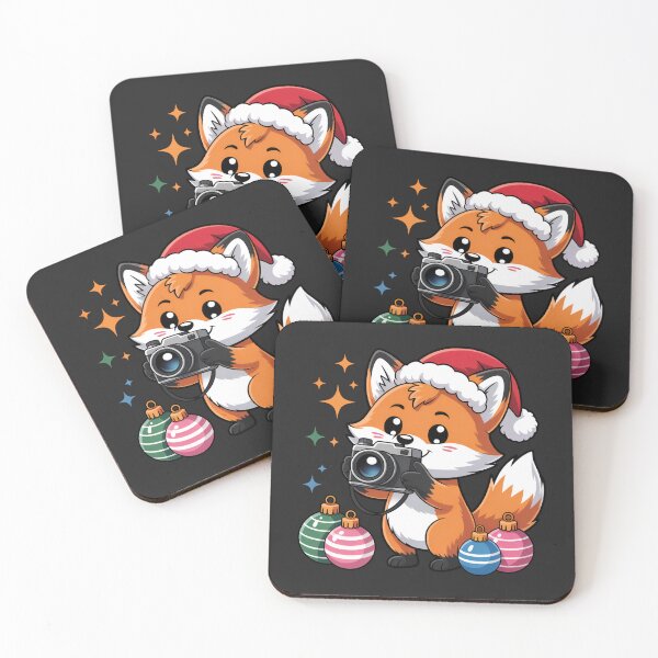 Item preview, Cute Photographer Fox with Santa Hat | Chibi Christmas Hobby Design designed and sold by ColorSplash123.