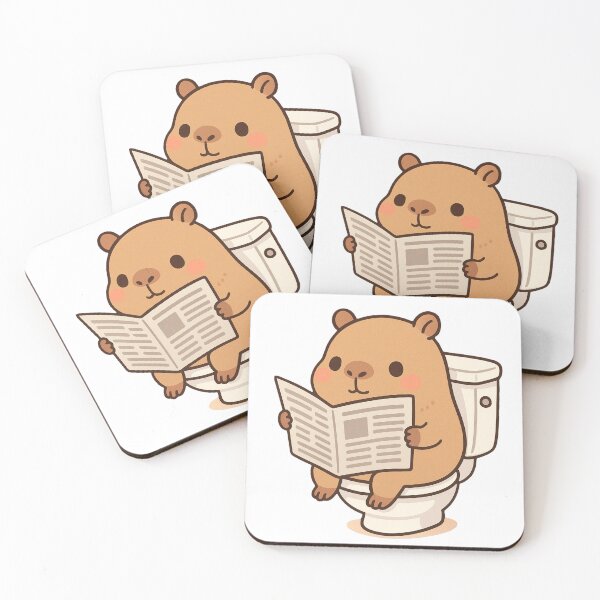 Item preview, Capybara reading newspaper on the toilet designed and sold by mandigooo.