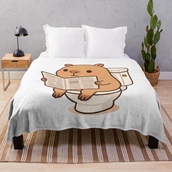 Item preview, Capybara reading newspaper on the toilet designed and sold by mandigooo.