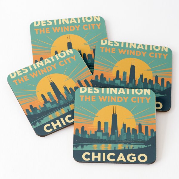 Artikelvorschau, Dies ist ein großartiges Vintage-Reisezieldesign für die „Windy City“ Chicago entworfen und verkauft von Wicked Wolf Poker.