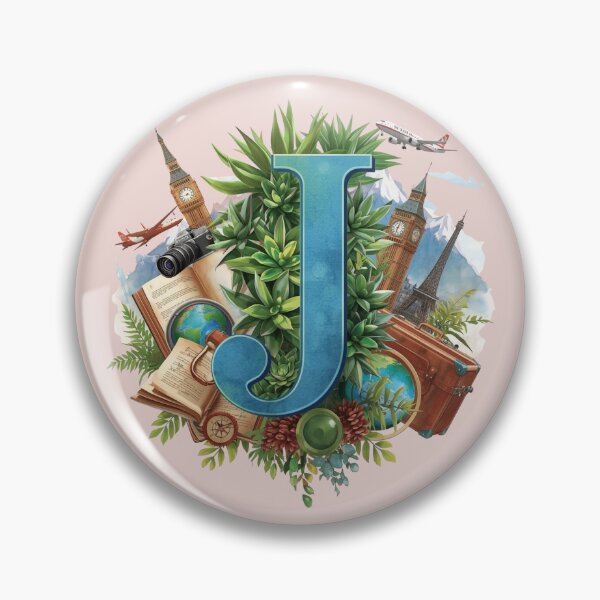 Item preview, Adventure Awaits – Vintage Travel Letter J Monogram | Wanderlust Globe & Airplane Design for Explorers and Dreamers designed and sold by AmenAlways.