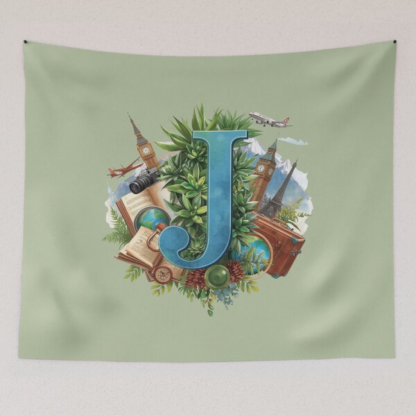 Item preview, Adventure Awaits – Vintage Travel Letter J Monogram | Wanderlust Globe & Airplane Design for Explorers and Dreamers designed and sold by AmenAlways.