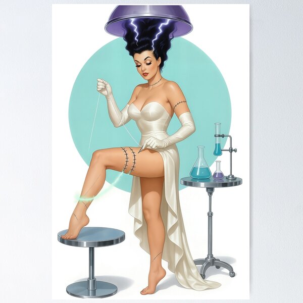 Item preview, A Stitch in Time – Retro Bride Spa Laboratory Pinup designed and sold by Lightning-Lace.
