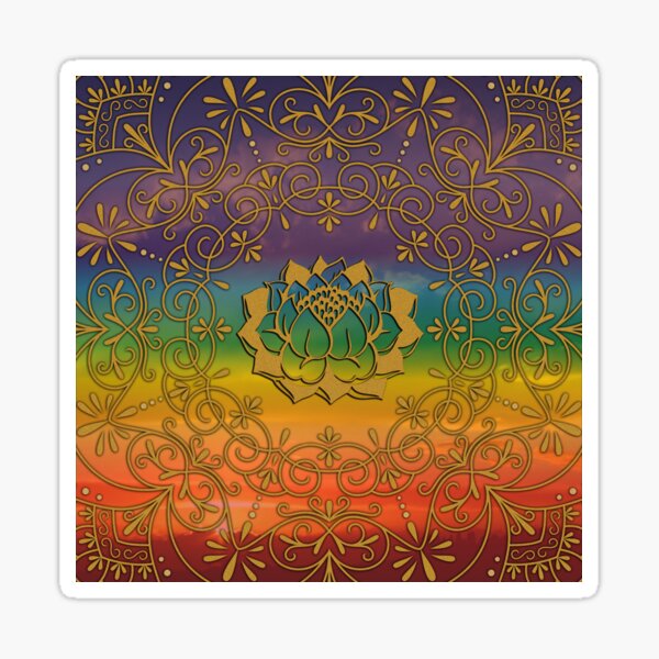 Rainbow Mandala with Lotus Flower Sticker