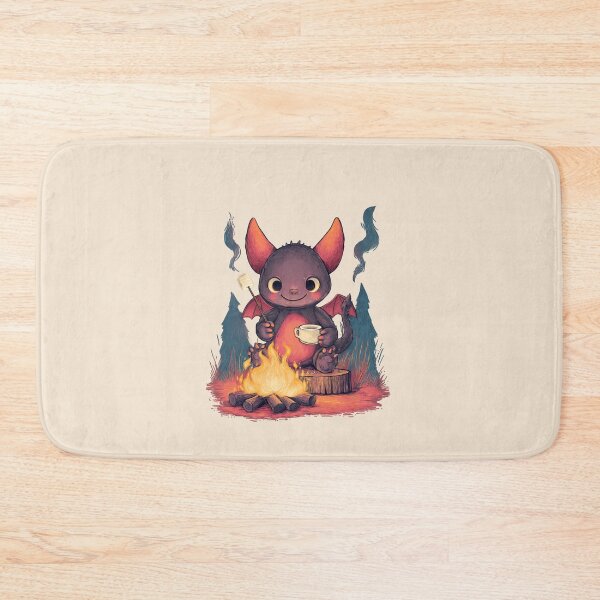 Item preview, Little Dragon with Marshmallow – Dark Cute Campfire Illustration designed and sold by Meiersbeste.