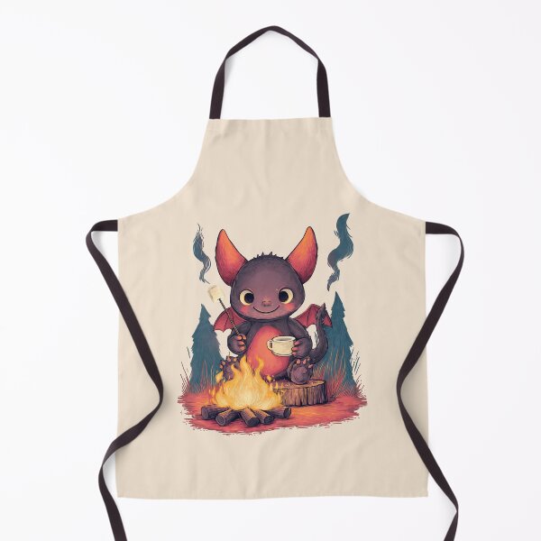 Item preview, Little Dragon with Marshmallow – Dark Cute Campfire Illustration designed and sold by Meiersbeste.