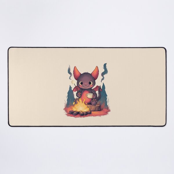 Item preview, Little Dragon with Marshmallow – Dark Cute Campfire Illustration designed and sold by Meiersbeste.