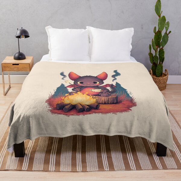 Item preview, Little Dragon with Marshmallow – Dark Cute Campfire Illustration designed and sold by Meiersbeste.