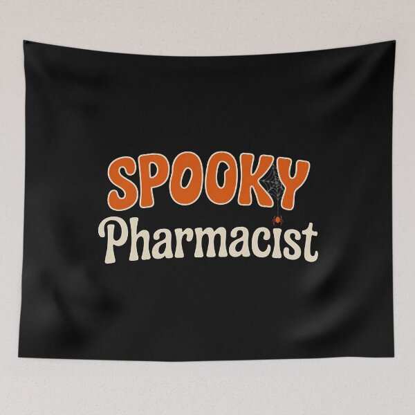 Item preview, Spooky Pharmacist Halloween Spider Varsity Orange Letters designed and sold by BakeryDozen.