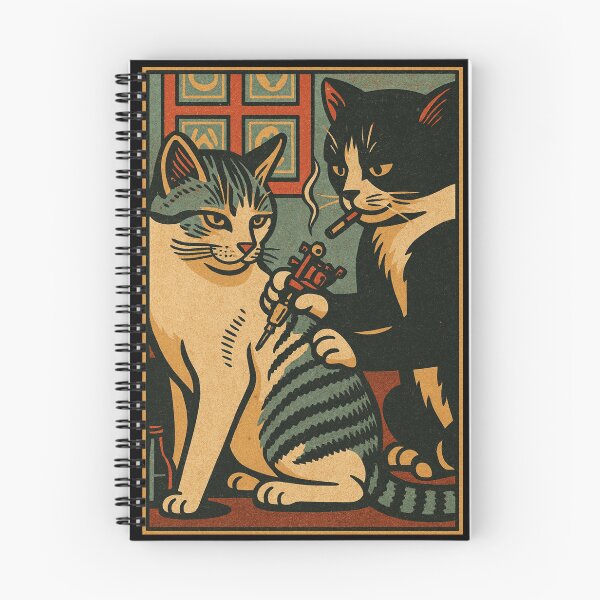 Artikelvorschau, Lustiges Meme, Katzen-Tattoo-Studio, Vintage-Meme, Kunst des rauchenden Tätowierers entworfen und verkauft von Bongocomic.
