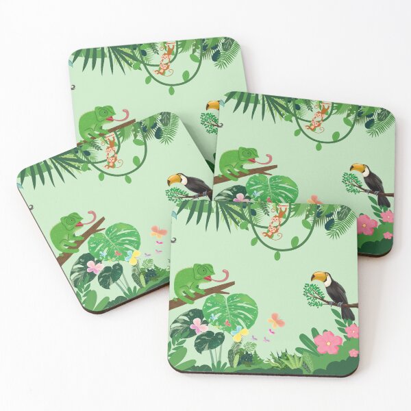 Item preview, Jungle Animals Wall Clock - Cute Chameleon Frog Toucan Art, Tropical Rainforest Nursery Decor designed and sold by loccotown168.