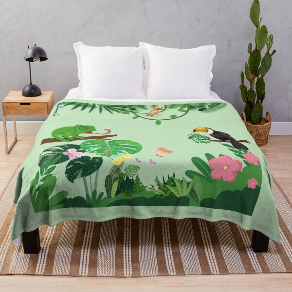 Item preview, Jungle Animals Wall Clock - Cute Chameleon Frog Toucan Art, Tropical Rainforest Nursery Decor designed and sold by loccotown168.