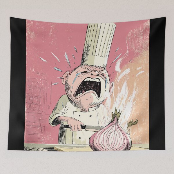 Item preview, Crying chef chopping onions – Funny kitchen illustration designed and sold by Meiersbeste.