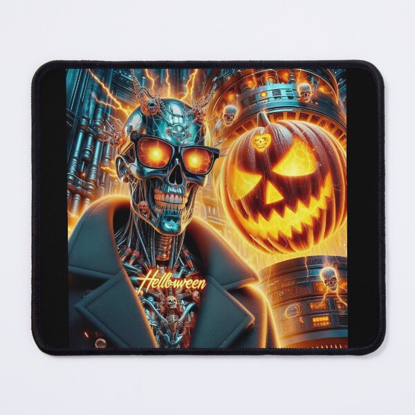 Item preview, Cyberpunk Cyborg Pumpkin Industrial Horror designed and sold by Voodoo Store Paranormal Collections.