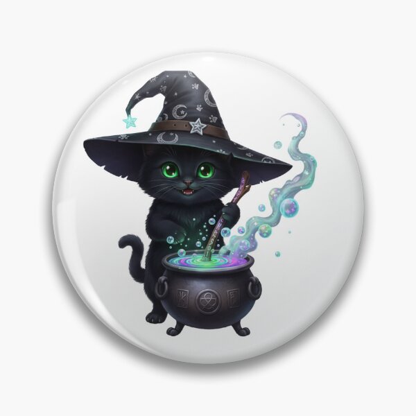 Item preview, Cute Black Kitten Witch Brewing Potion Art designed and sold by DisignByPrince.