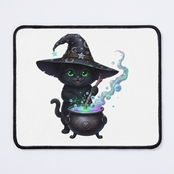 Item preview, Cute Black Kitten Witch Brewing Potion Art designed and sold by DisignByPrince.