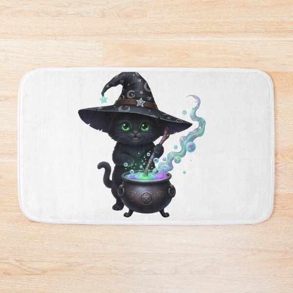 Item preview, Cute Black Kitten Witch Brewing Potion Art designed and sold by DisignByPrince.