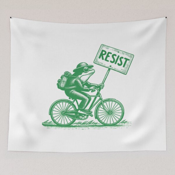 Item preview, Resist Frog on a Bike – Eco Activism & Environmental Protest Art designed and sold by Alluka Brand.