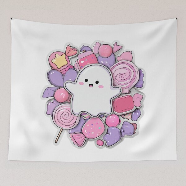 Item preview, Kawaii Candy Ghost Sticker | Cute Pastel Halloween Aesthetic designed and sold by Overthink Juice.