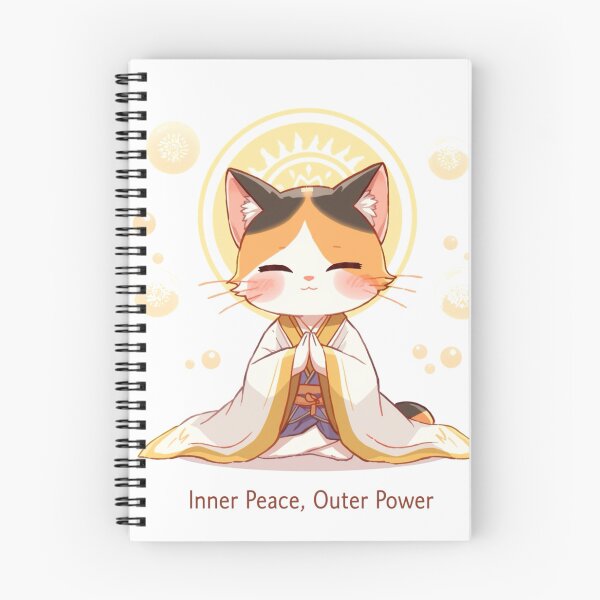 Artikelvorschau, Katze mit innerem Frieden | „Äußere Kraft“ Kawaii Meditationskatzenkunst | Achtsames Fantasy-Tierdesign entworfen und verkauft von RungsitDesign.